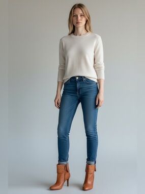 Coach Burnt Orange Leather Fold-Over Cuff Ankle Booties